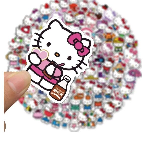 Hello Kitty Sticker Self-Adhesive Laptop Water Bottle White Cat Bow Gardening - Picture 4 of 5